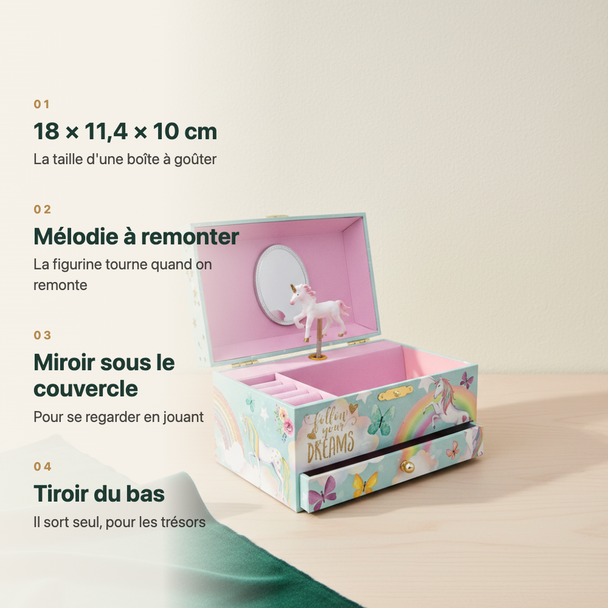 Boîte à bijoux musicale décor ange