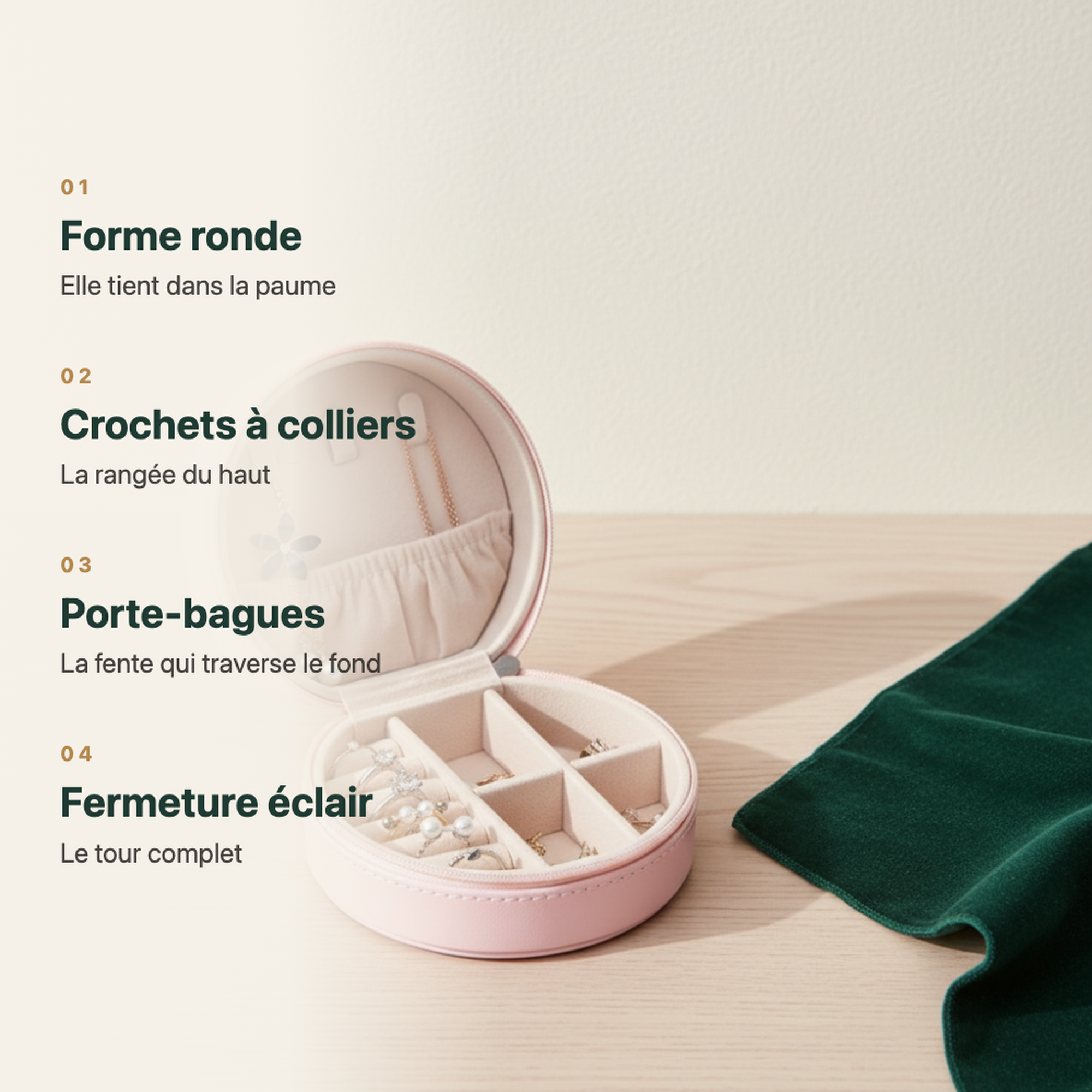 Petite boîte à bijoux ronde blanche