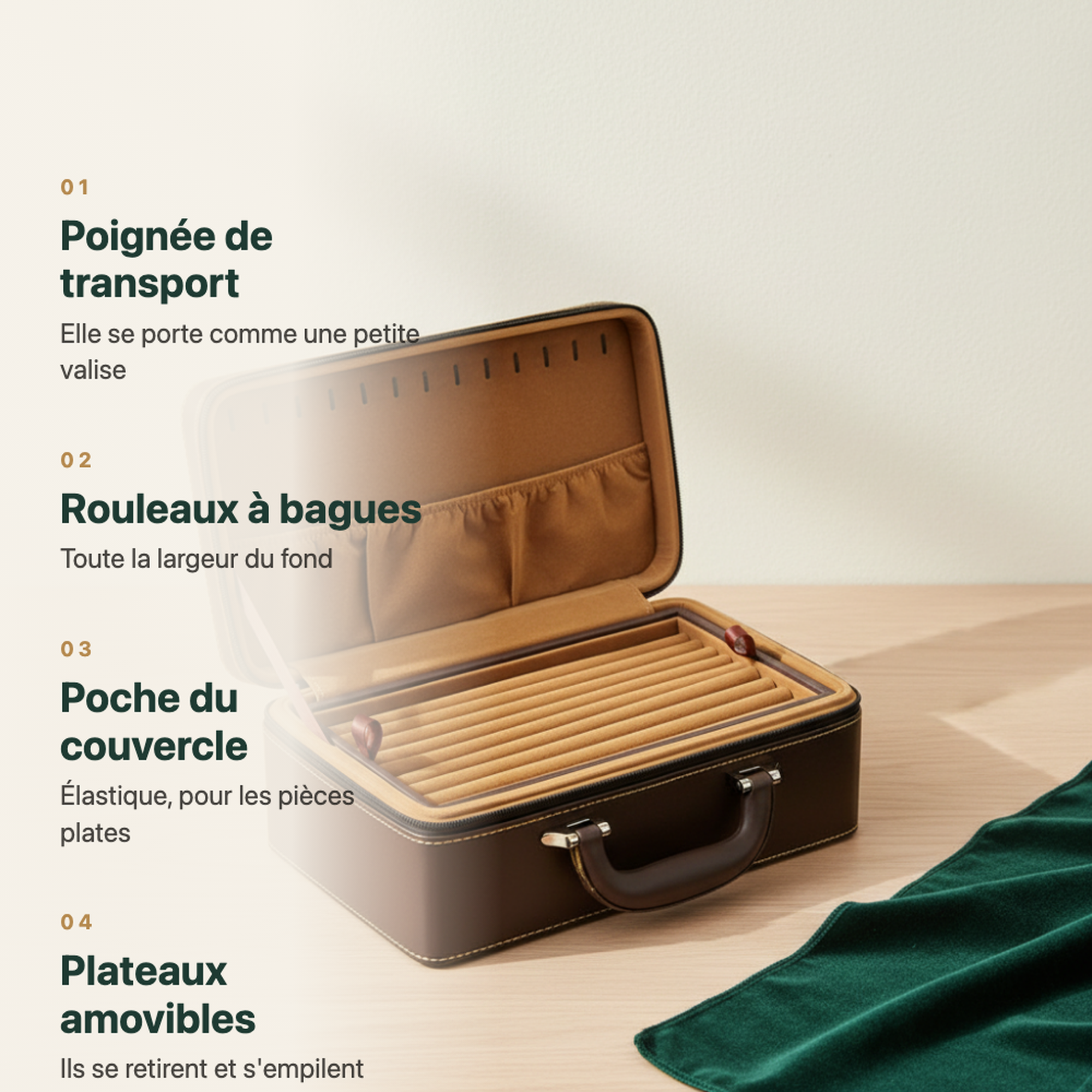 Coffret à bijoux de voyage à poignée, vue complémentaire
