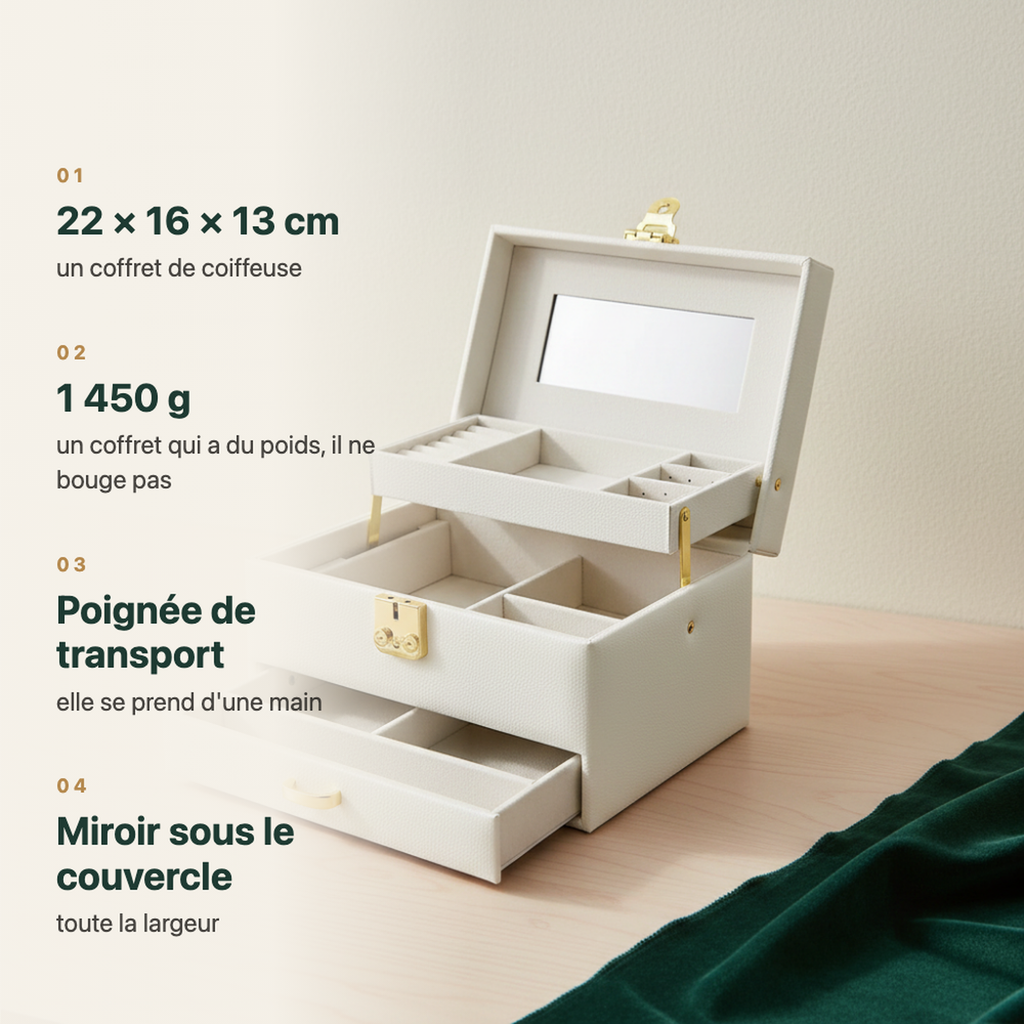 Coffret à bijoux à poignée, finition laquée, vue complémentaire