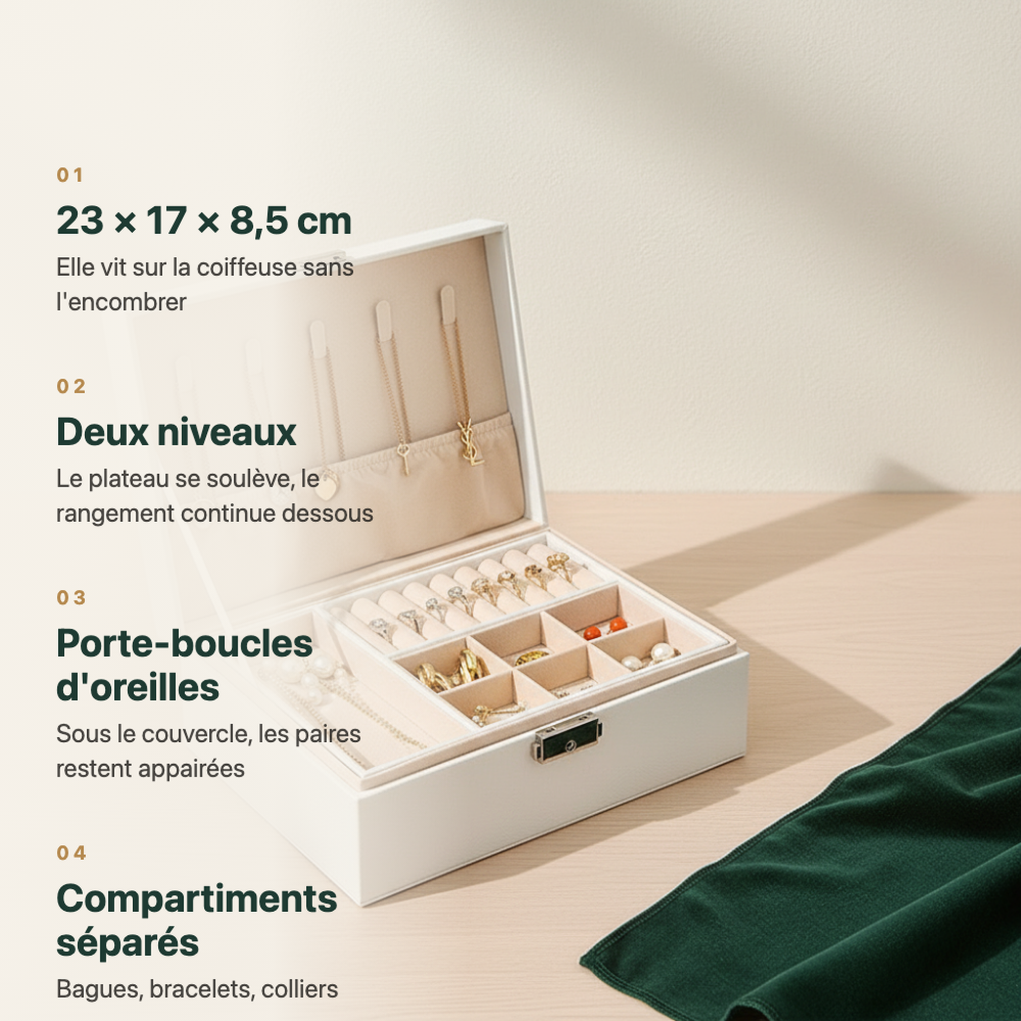 Boîte à bijoux femme blanche