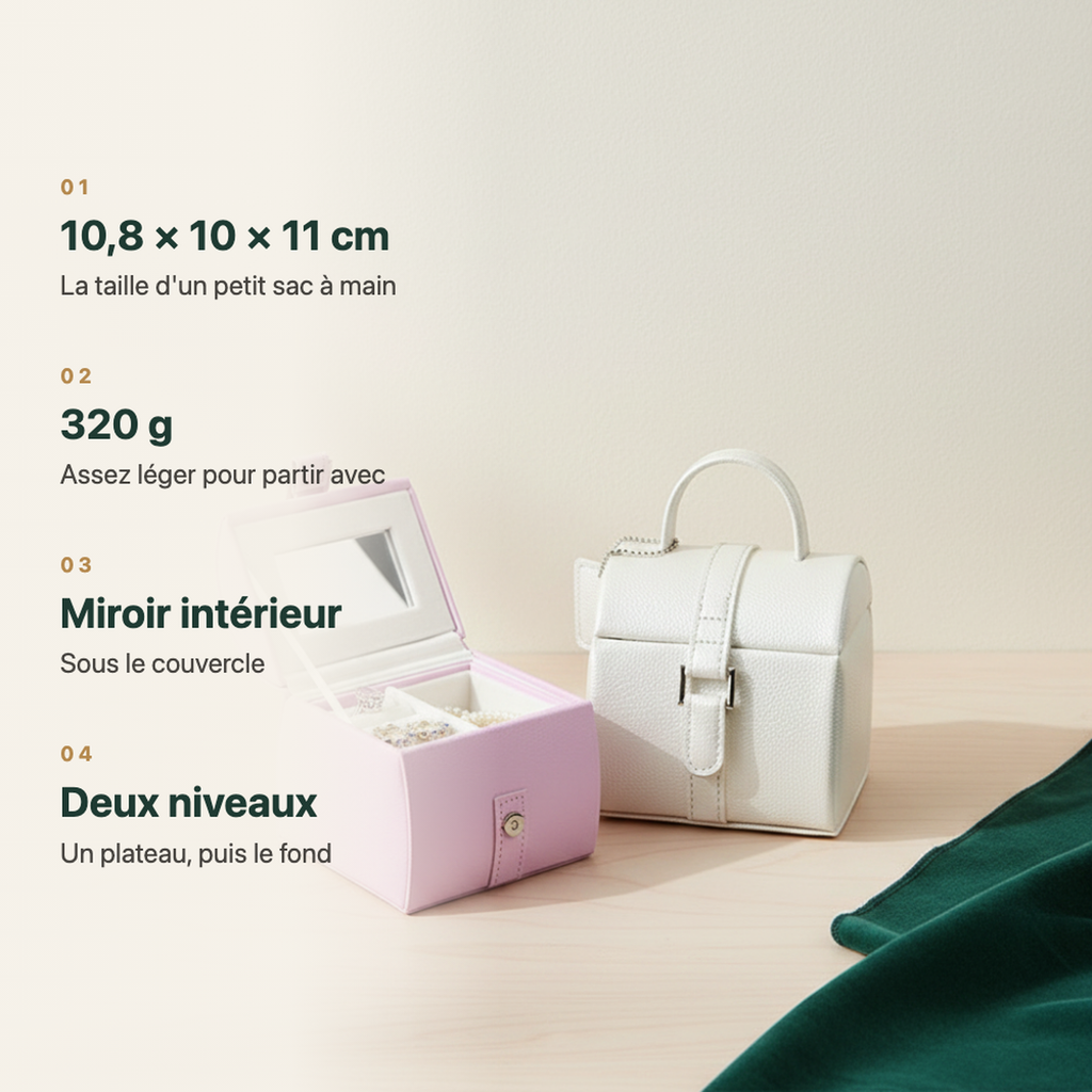Boîte à bijoux fille rose, poignée arrondie