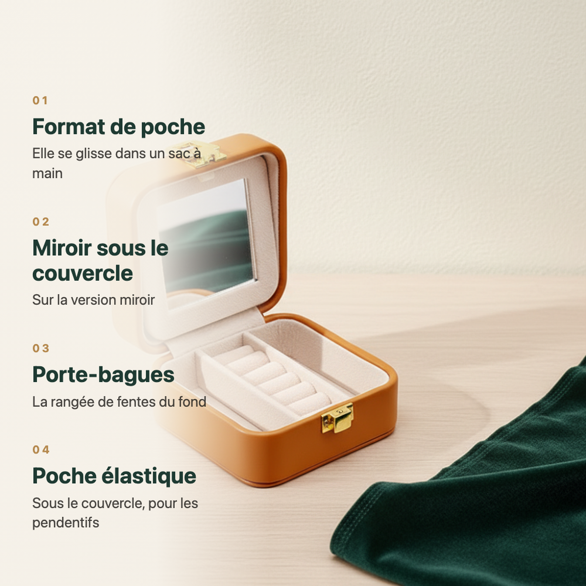 Boîte à bijoux compacte blanche