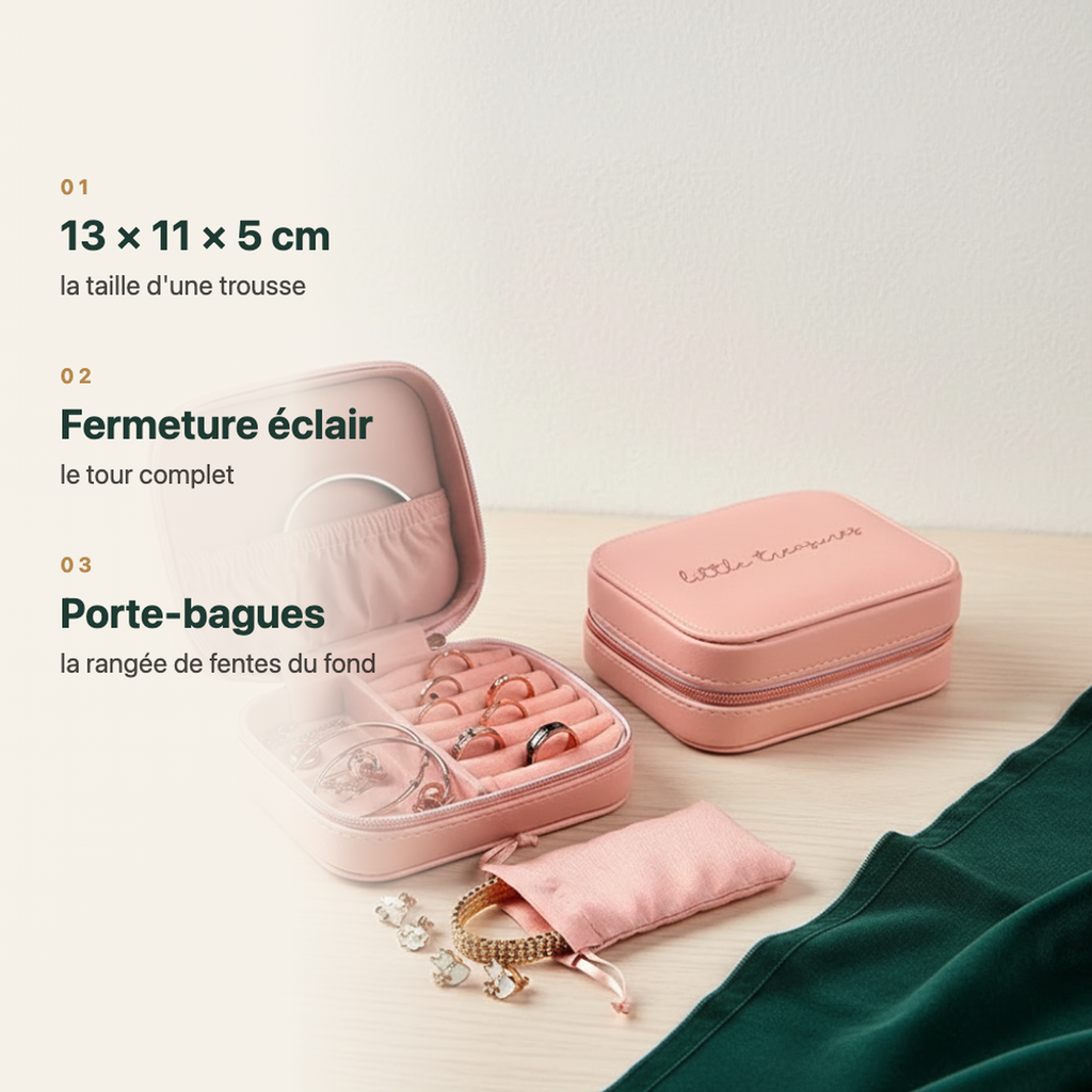 Coffret à bijoux zippé blanc