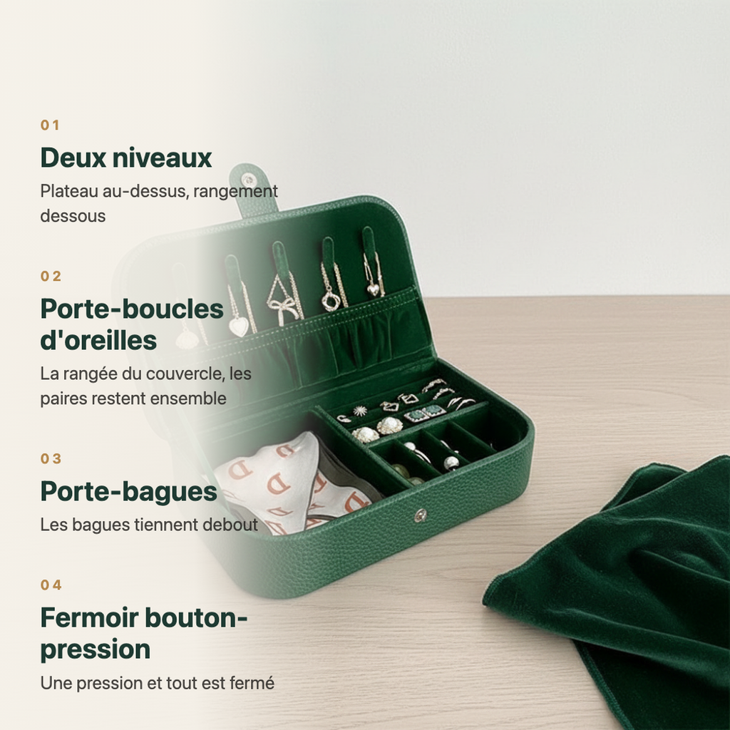 Boîte à bijoux en cuir noire