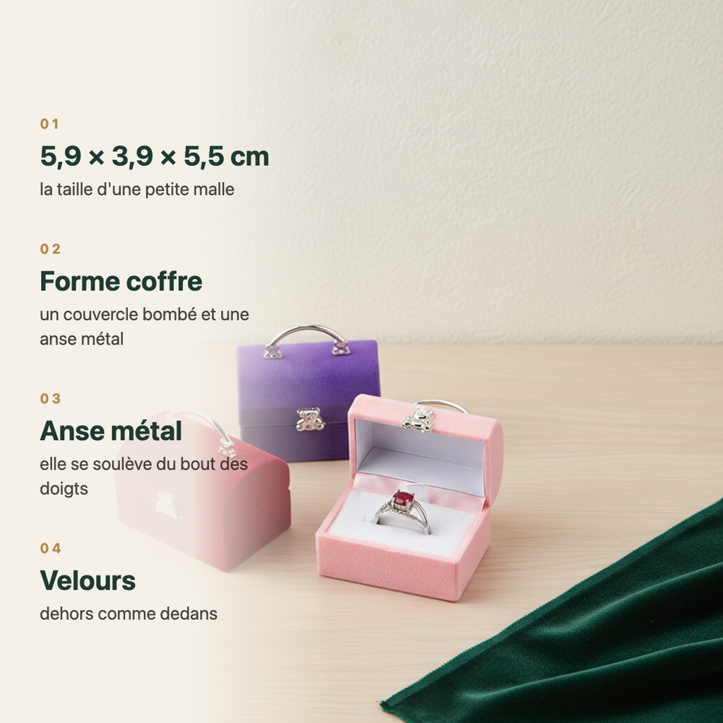 Coffret à bague en velours rose
