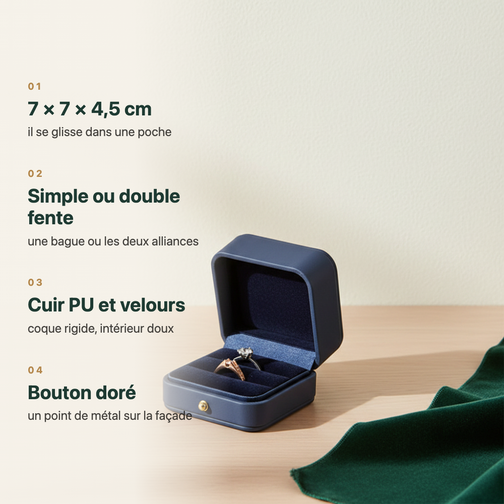 Boîte à bague en cuir blanc