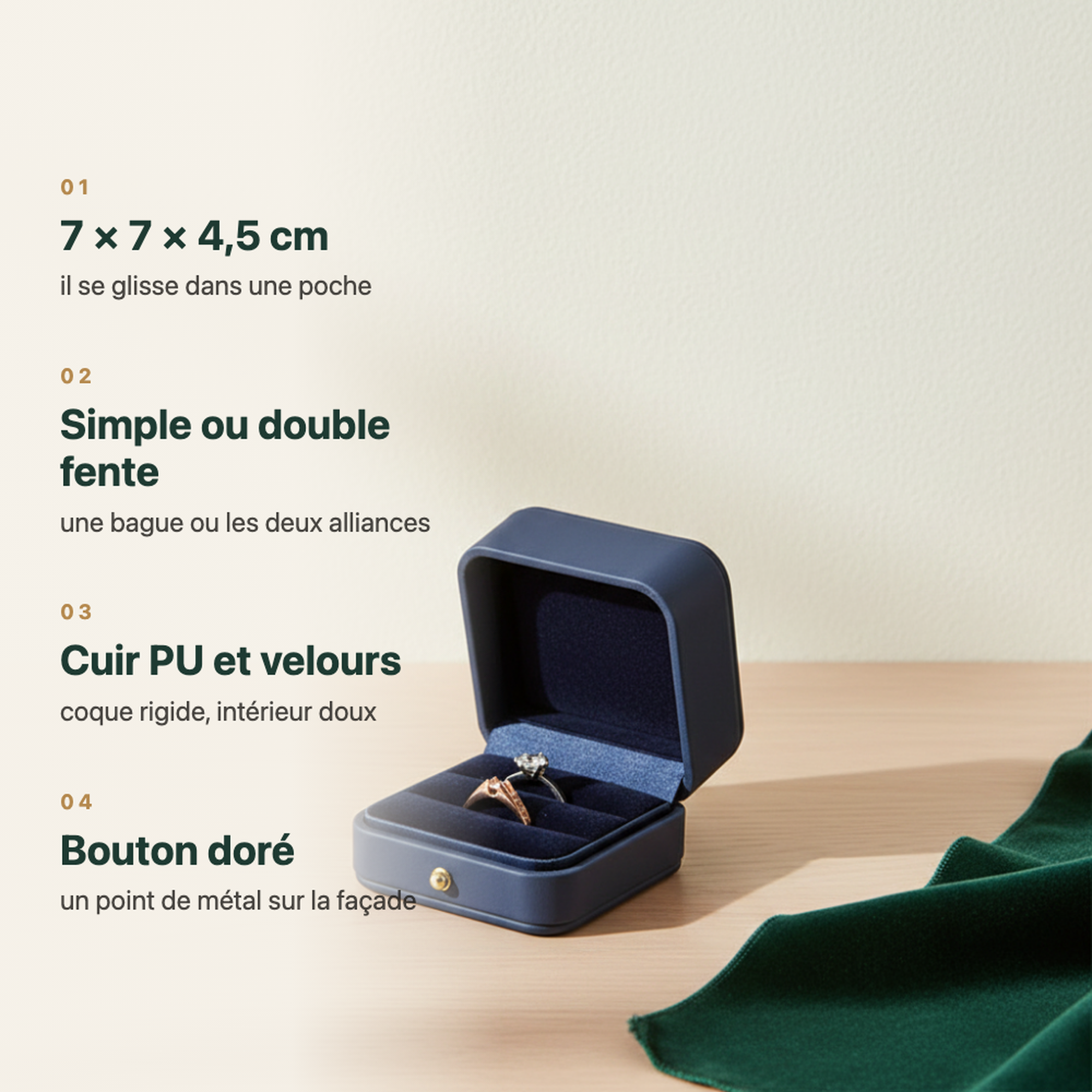 Boîte à bague en cuir blanc