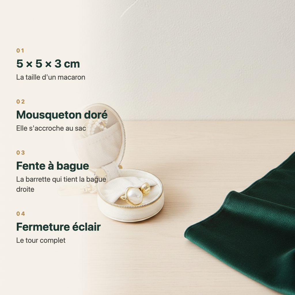 Petite boîte à bijoux blanche, mousqueton doré