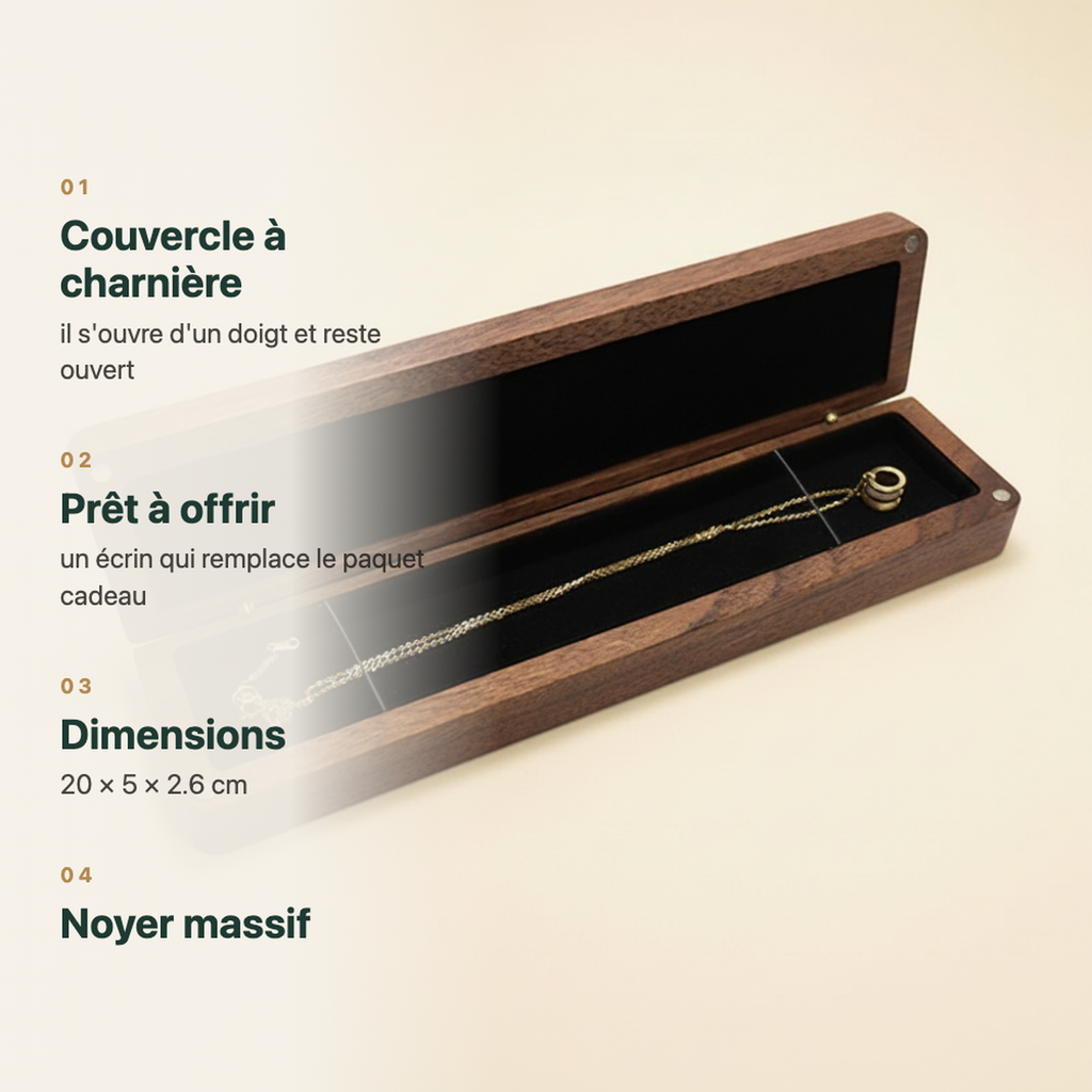 Écrin à collier en bois de noyer noir, vue complémentaire