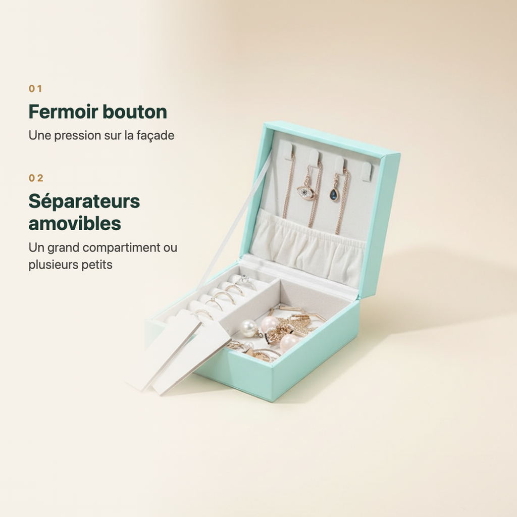 Intérieur crème de la boîte à bijoux en cuir