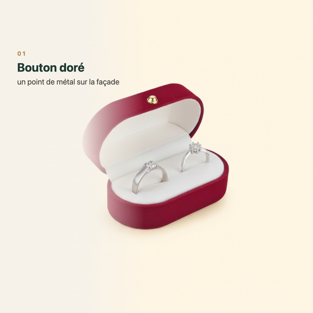 Coffret à bagues ovale vert, bouton doré