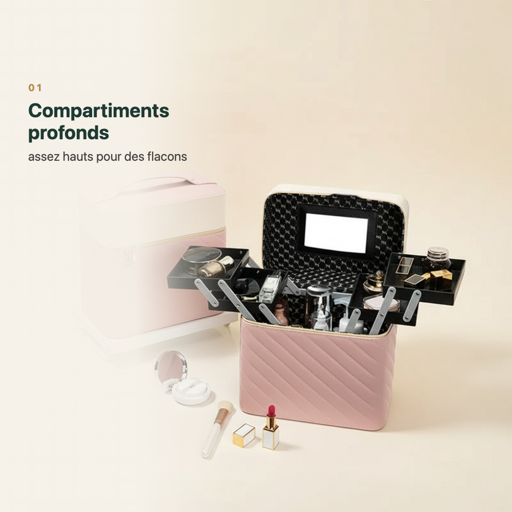 Coffret vanity fermé, poignée de transport