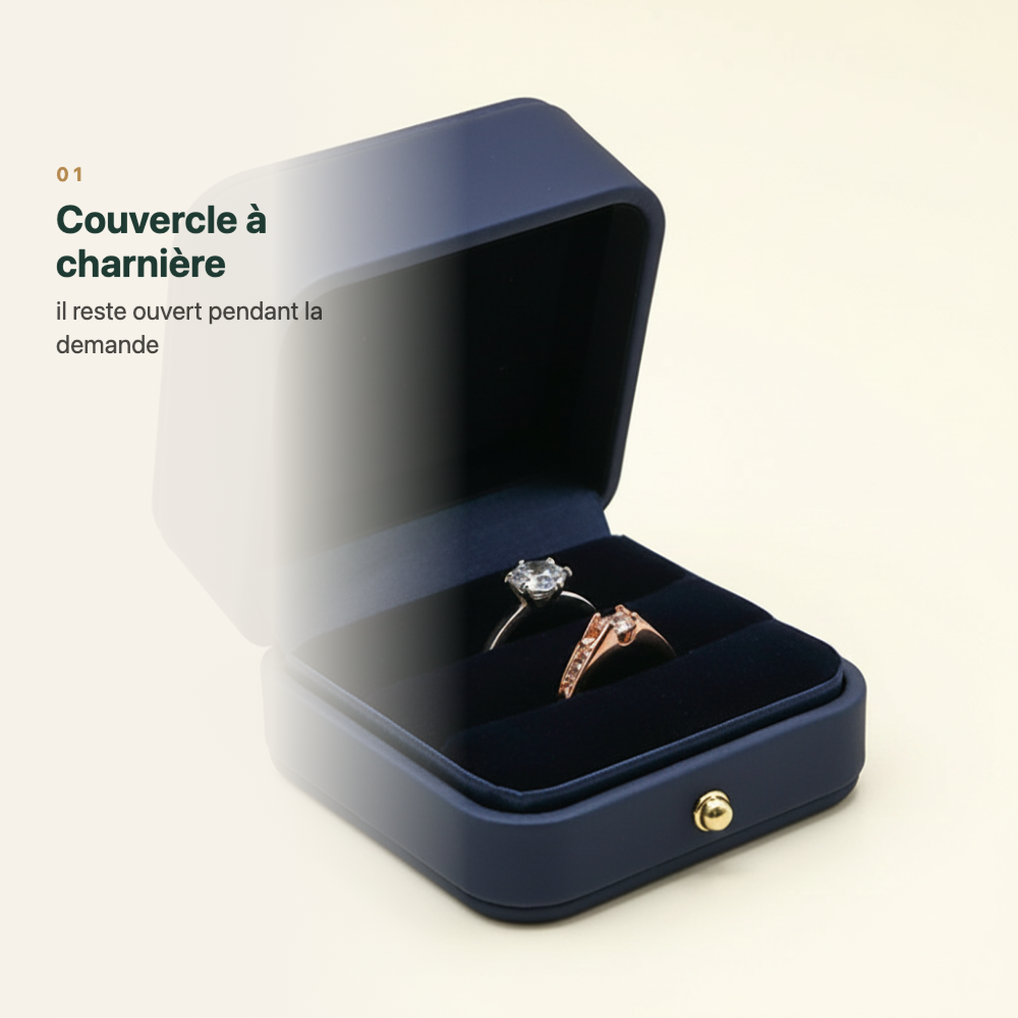Boîte à bague en cuir bleu nuit
