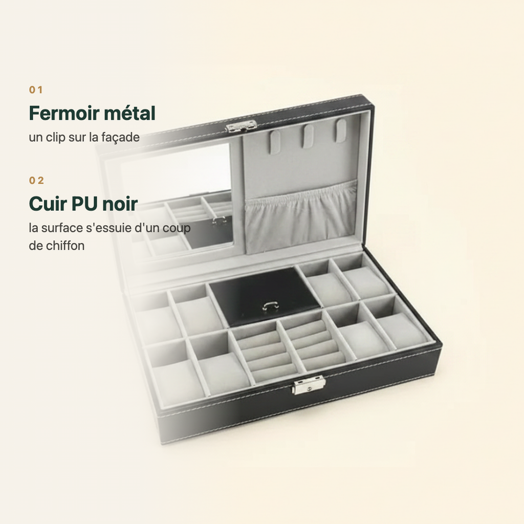 Coffret à bijoux et montres en cuir, vue complémentaire