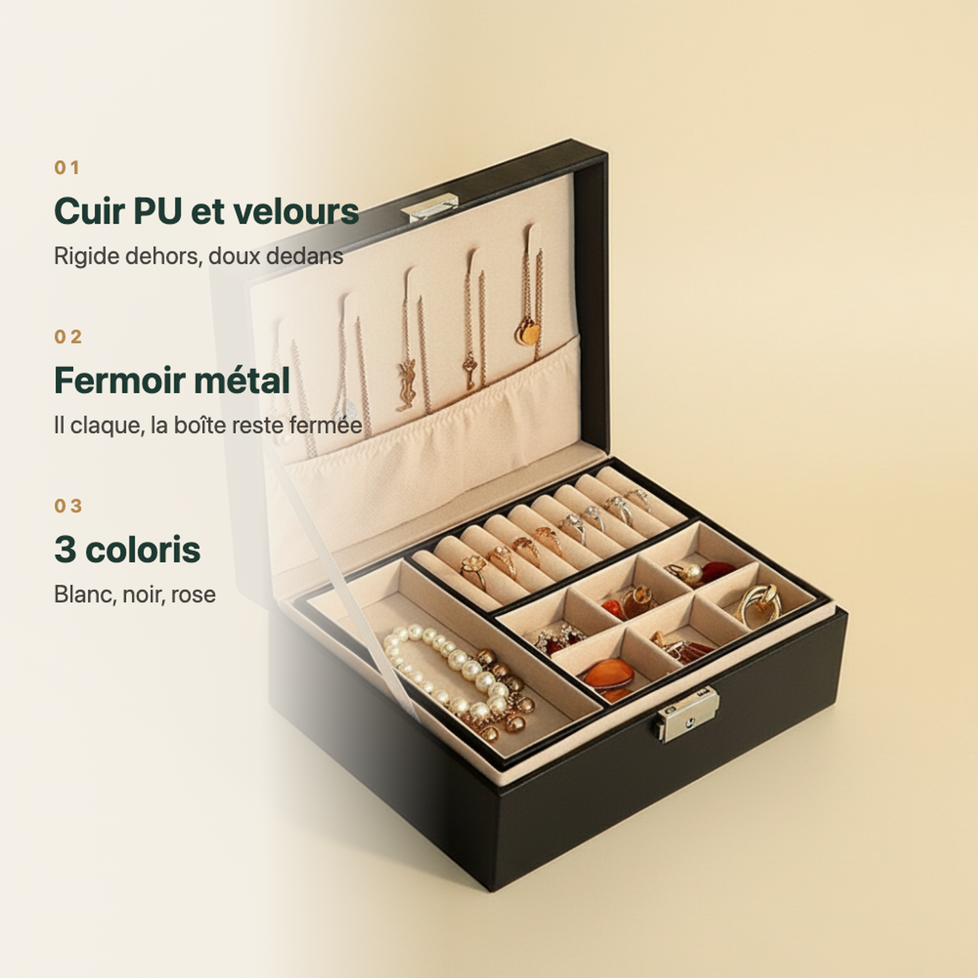 Boîte à bijoux femme noire
