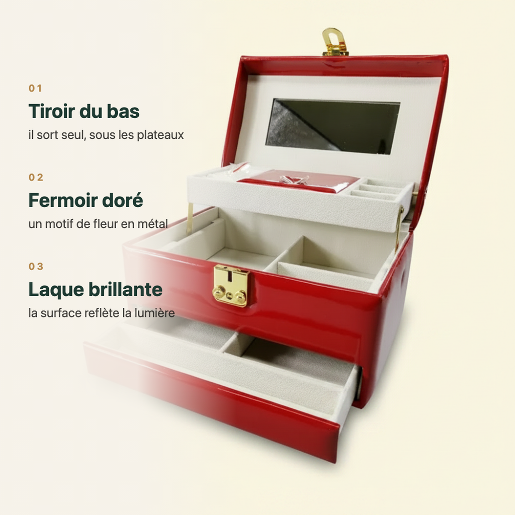 Coffret à bijoux à poignée, finition laquée, vue complémentaire