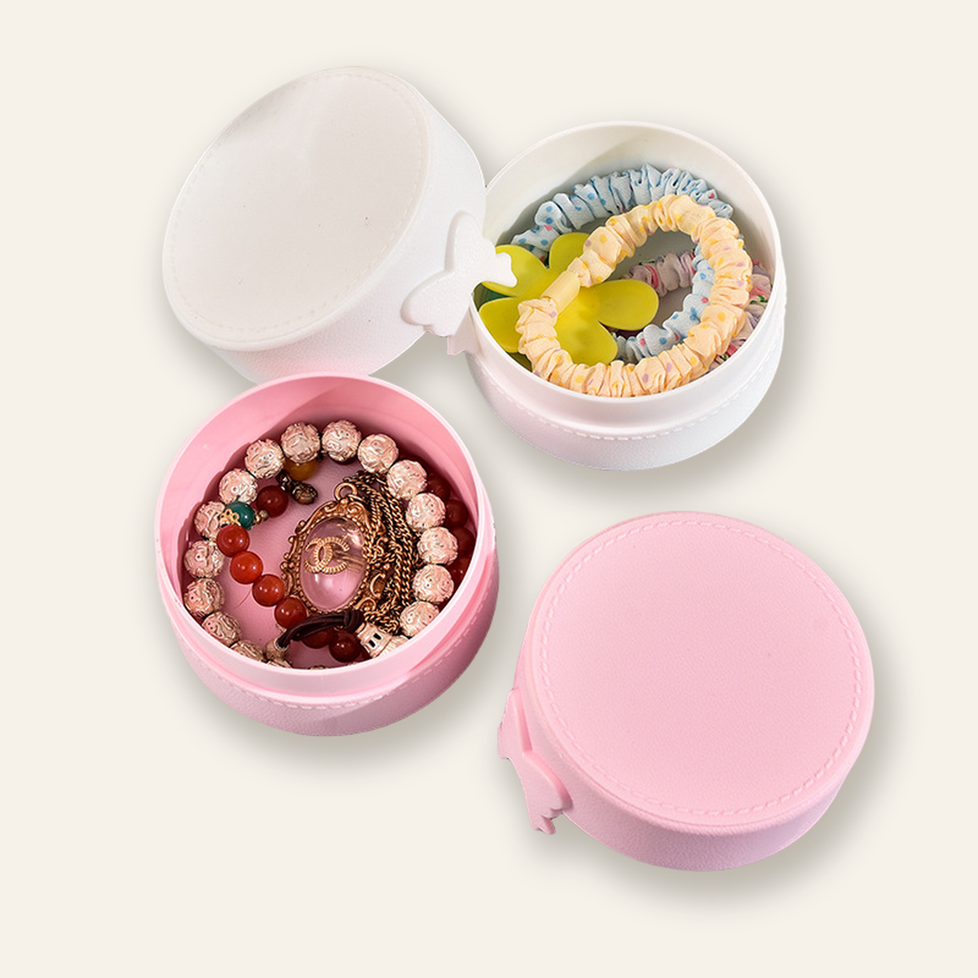 Boîte à bijoux ronde rose