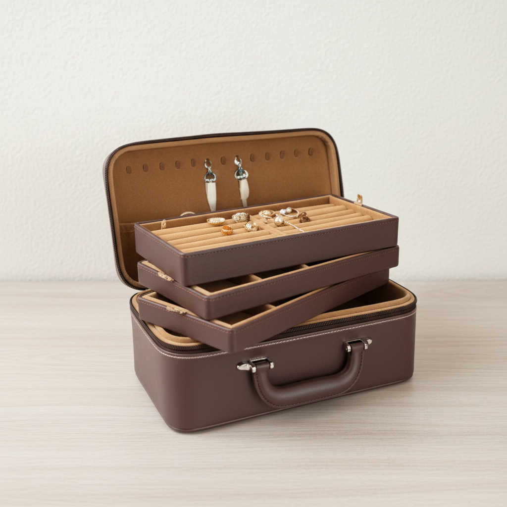 Plateaux amovibles empilés du coffret de voyage