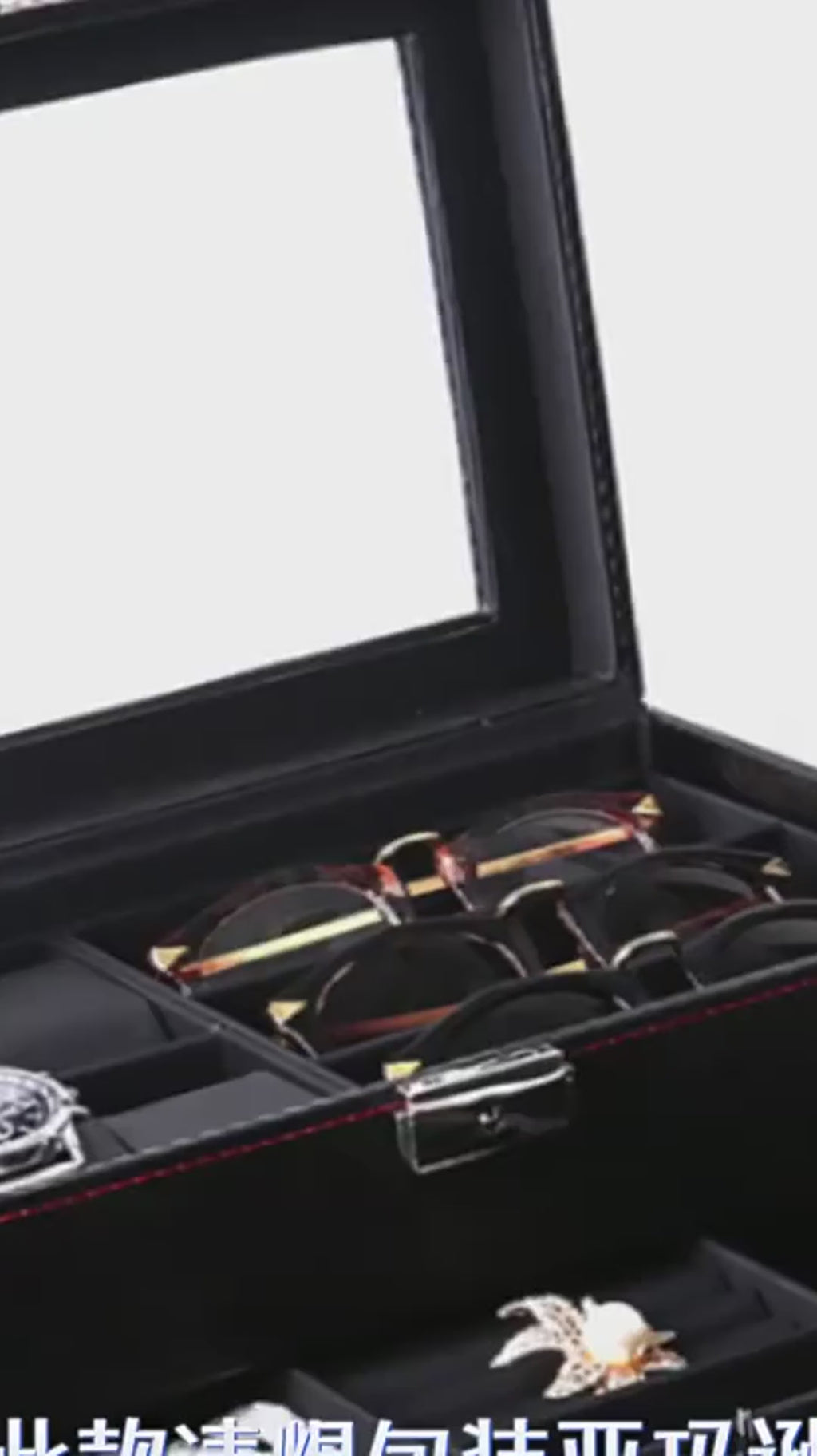 Boîte à montres homme, douze emplacements avec tiroir en vidéo