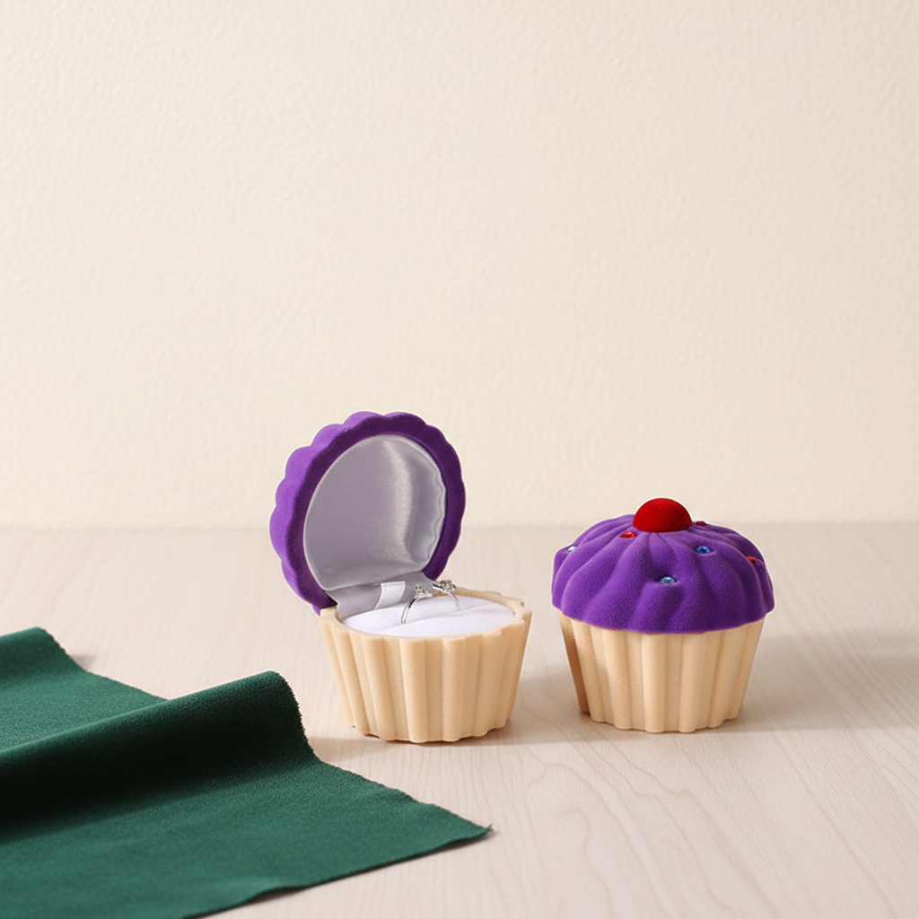 Boîte à bague en forme de cupcake, glaçage soulevé