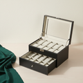 Boîte à montre homme vitrée, 12 emplacements, couvercle fermé