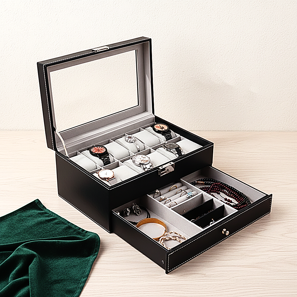 Boîte à montres vitrée, douze emplacements