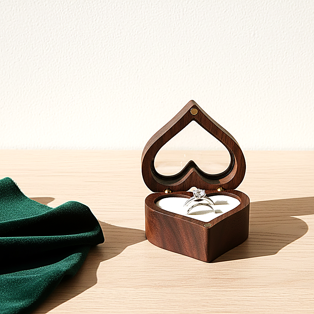 Porte-alliance en bois en forme de cœur, coloris blanc