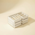 Boîte rangement bijoux empilable à trois niveaux, coloris blanche