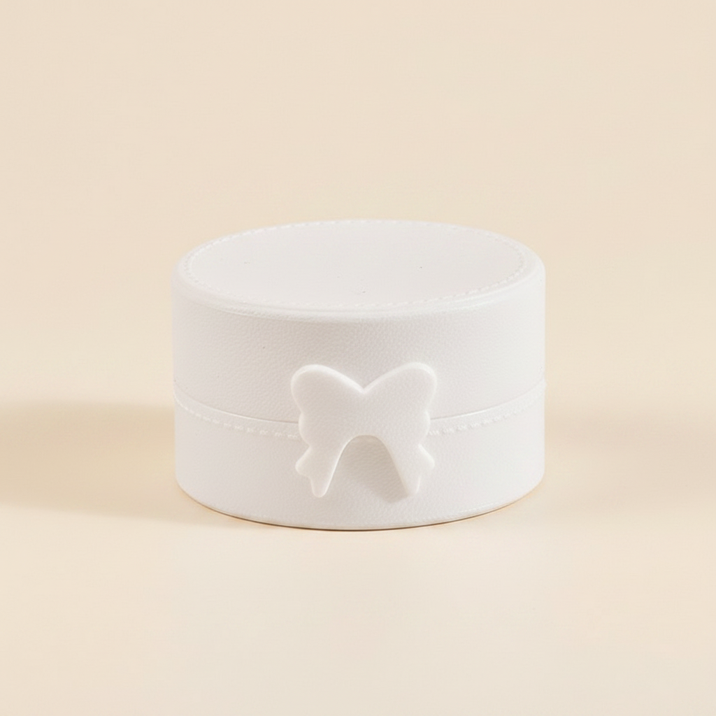 Boîte à bijoux ronde à nœud, coloris blanche