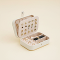 Boîte à bijoux de voyage en cuir à deux niveaux, coloris blanche