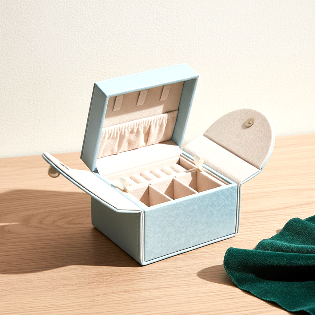 Coffret à bijoux enfant à ouverture papillon, coloris bleu