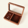 Boîte à bijoux en bois à couvercle vitré, coloris brune