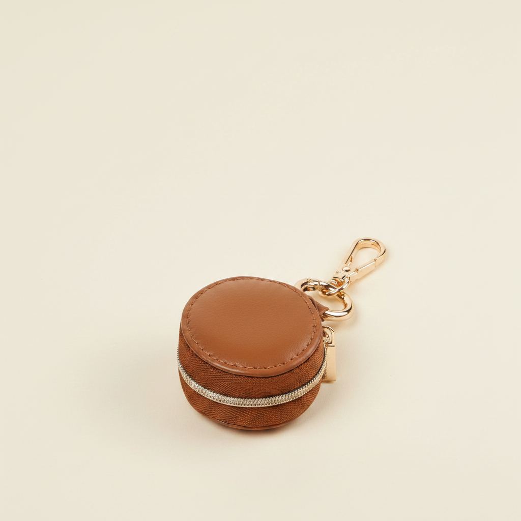 Petite boîte à bijoux de poche à mousqueton, coloris marron