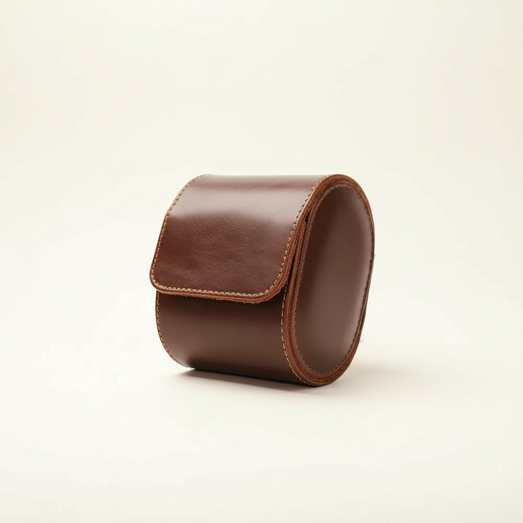 Étui à montre en cuir vintage à rabat aimanté, coloris marron