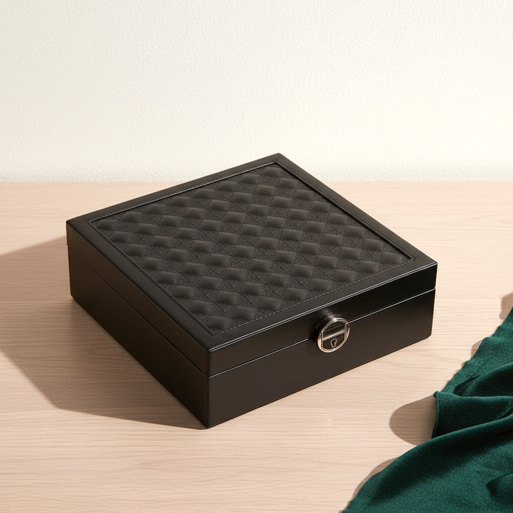 Coffret à bijoux grande capacité avec miroir, coloris noir