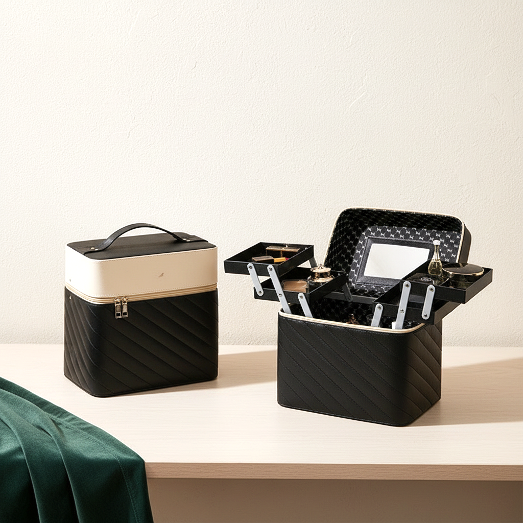 Coffret à bijoux vanity à miroir, coloris noir
