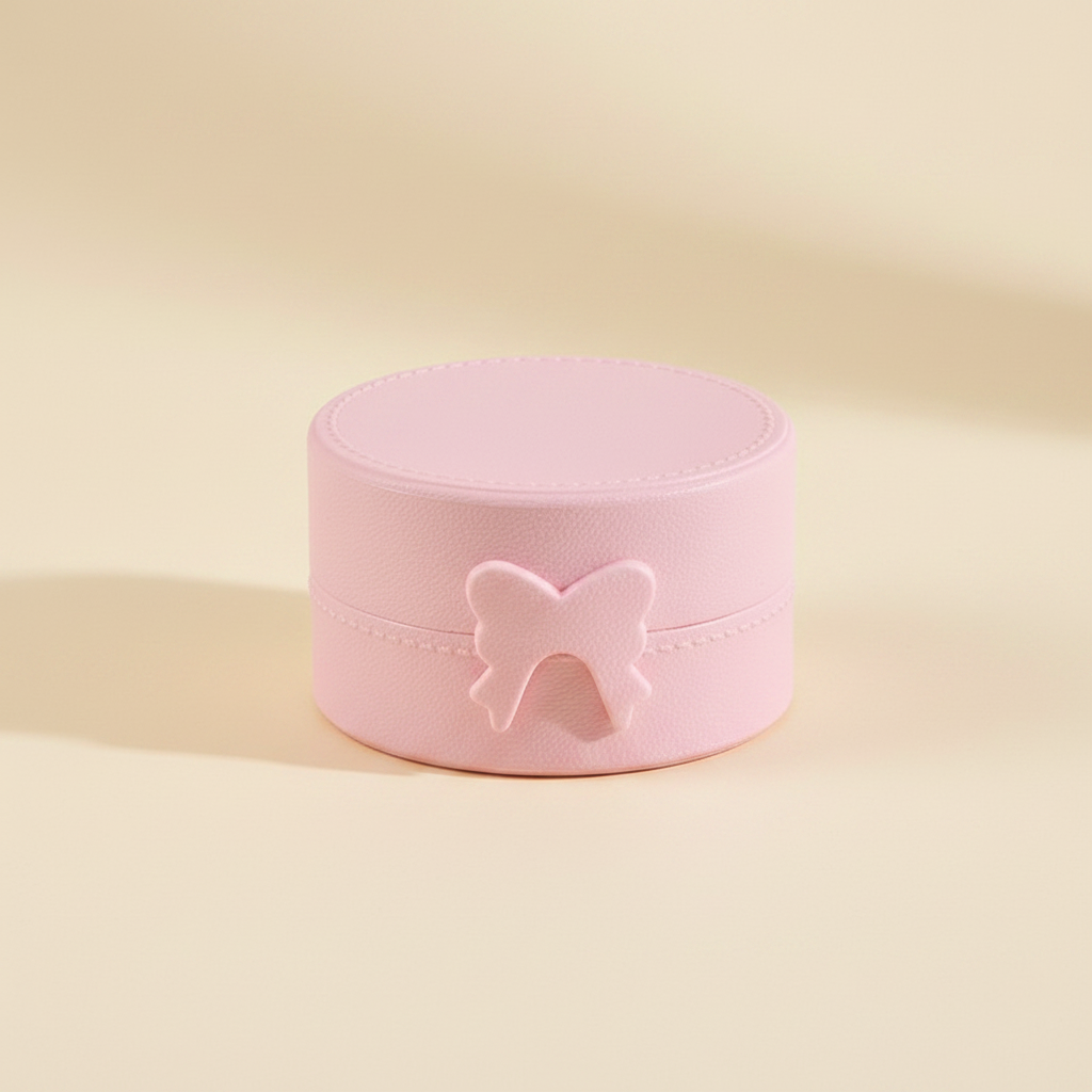 Boîte à bijoux ronde à nœud, coloris rose