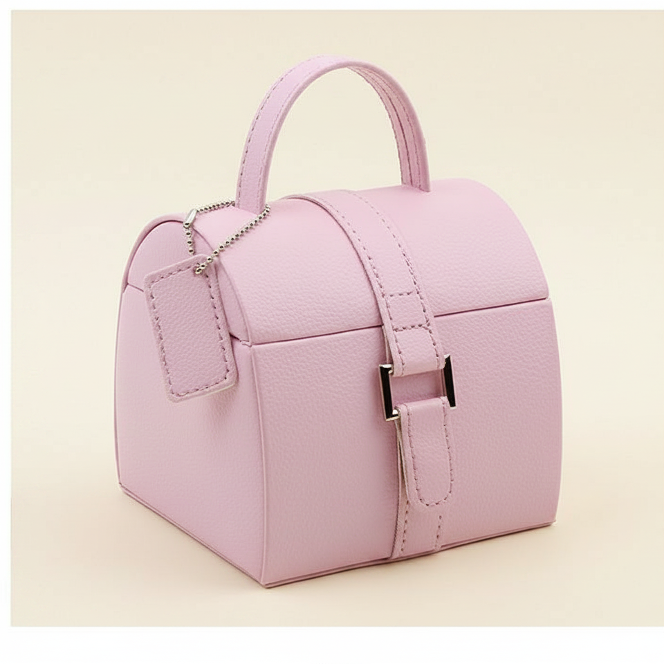 Boîte à bijoux fille à poignée, format bagage, coloris rose