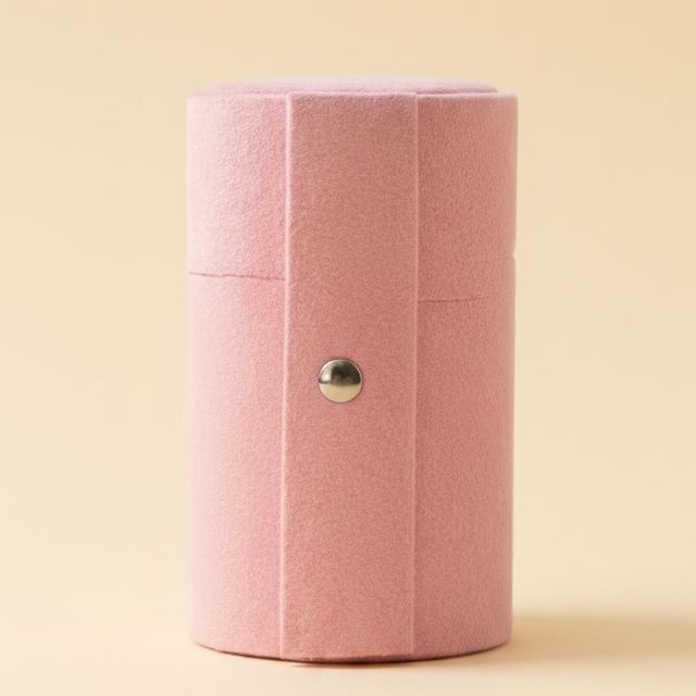 Boîte à bijoux rotative en velours à trois étages, coloris rose