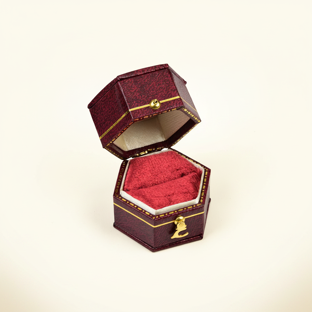 Écrin à bagues de mariage en velours, style victorien, coloris rouge