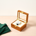 Boîte à montre en bois massif, 1 ou 2 emplacements, version une montre / beige