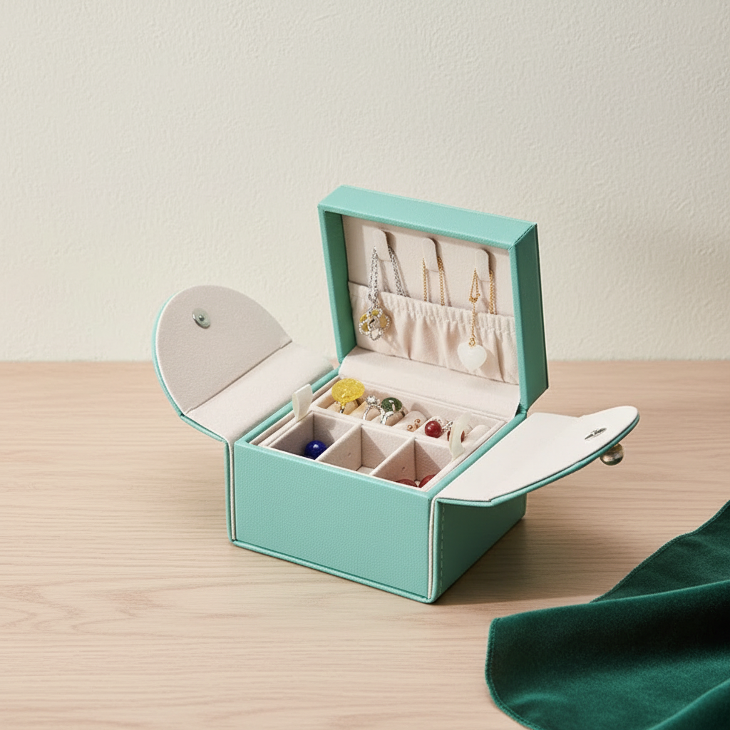 Coffret à bijoux enfant à ouverture papillon, coloris vert