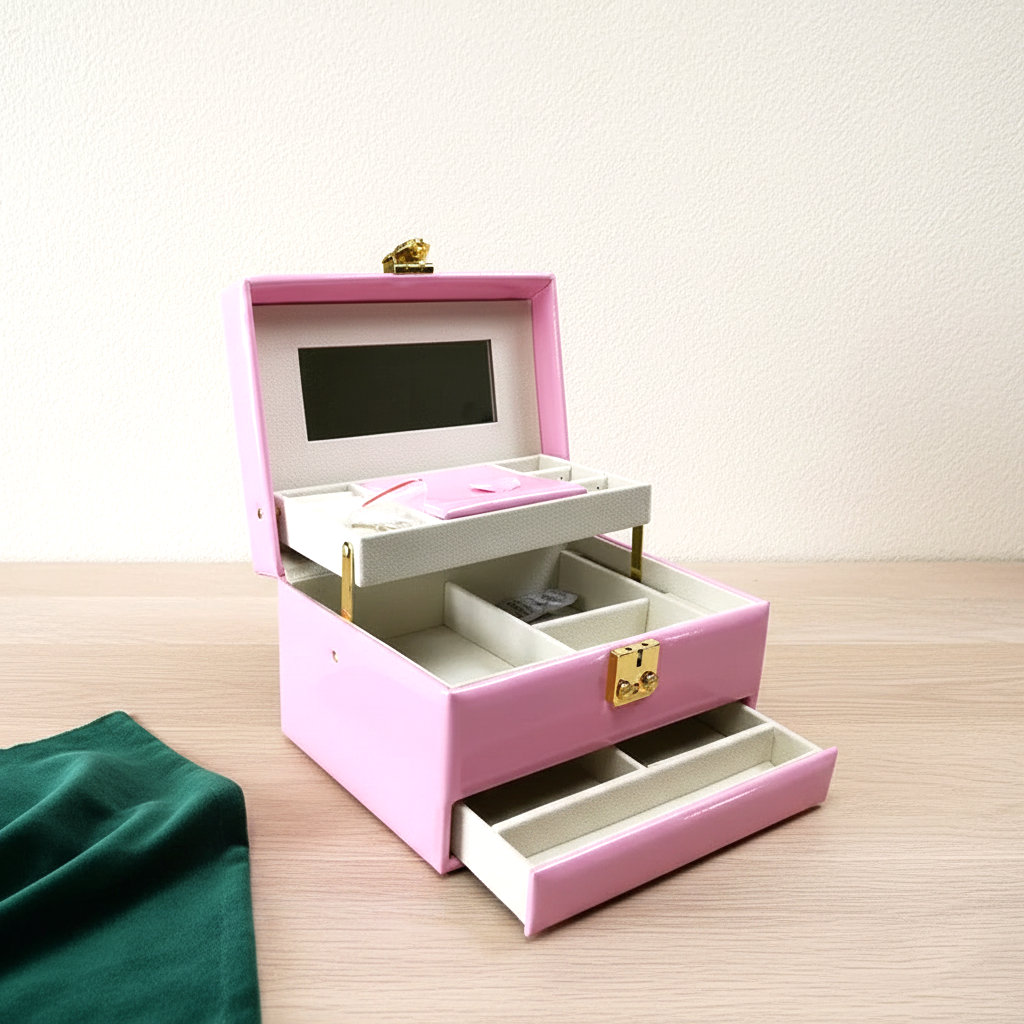 Coffret à bijoux à poignée, finition laquée, vue complémentaire